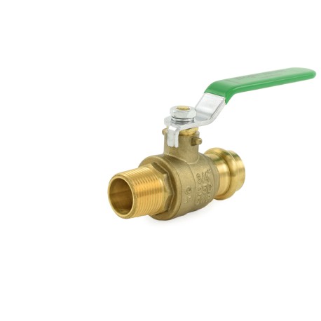 Wright Valves 3/4" Press x 3/4" MPT Threaded Brass Ball Valve, Full Port, Lead-Free