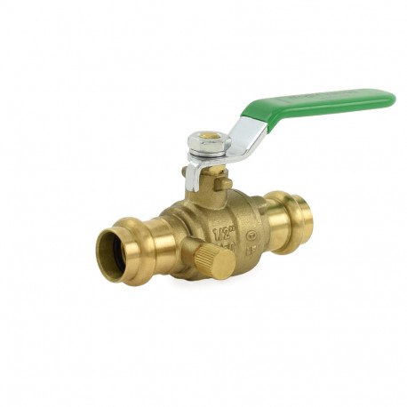 1/2" Press Brass Ball Valve w/ Waste Outlet, Full Port (Lead-Free) Wright Valves