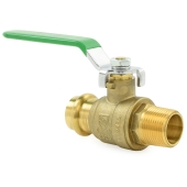 3/4" Press x 3/4" MPT Threaded Brass Ball Valve, Full Port, Lead-Free Wright Valves