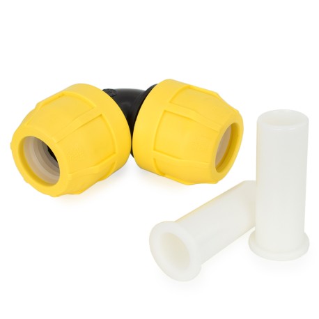Oil Creek Plastics 1-1/2" IPS 90° Compression Elbow for SDR-11 Yellow PE Gas Pipe