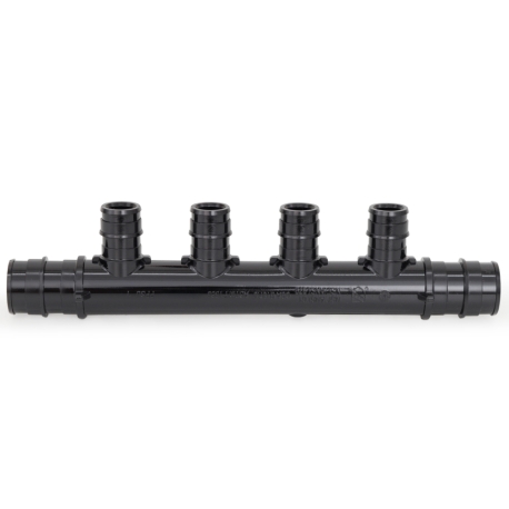 Everhot 4-Branch PEX-A Expansion (F1960) Poly-Alloy Manifold, 1/2" Ports x 3/4" Inlet/Outlet, Open-Style, Lead-Free