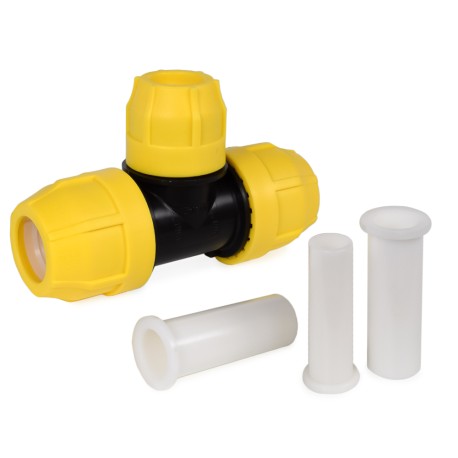 Oil Creek Plastics 1" x 1" x 3/4" IPS Compression Tee for SDR-11 Yellow PE Gas Pipe