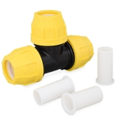 Oil Creek Plastics 1-1/2" IPS Compression Tee for SDR-11 Yellow PE Gas Pipe - Image 1