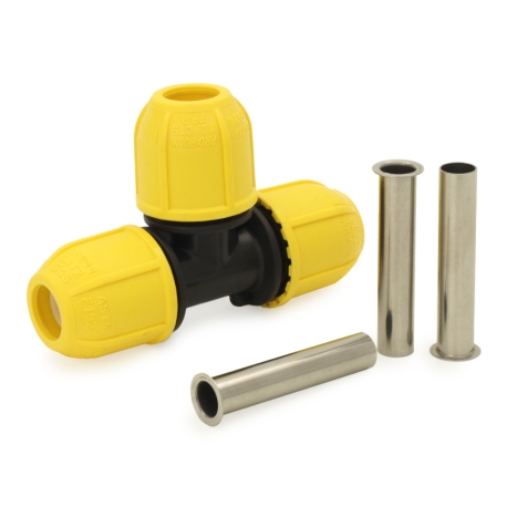 Oil Creek Plastics 1/2" CTS Compression Tee for Yellow PE Gas Pipe