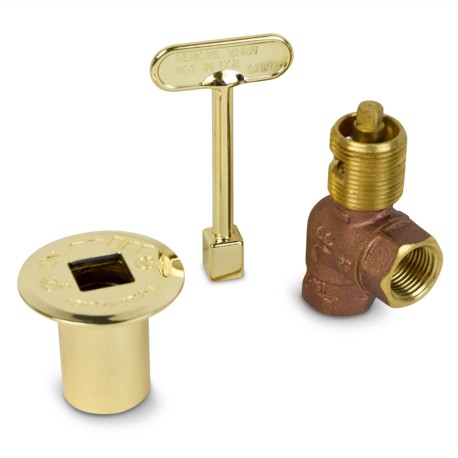Sioux Chief HearthMaster Angle Log Lighter Gas Valve Kit (Valve, Polished Brass Flange and Key), NG or LP