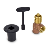 Sioux Chief HearthMaster Angle Log Lighter Gas Valve Kit (Valve, Black Flange and Key), NG or LP - Image 1