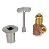 Sioux Chief HearthMaster Angle Log Lighter Gas Valve Kit (Valve, Brushed Nickel Flange and Key), NG or LP - Image 1