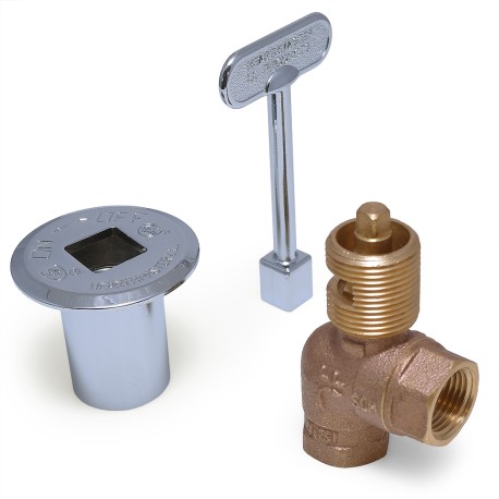 Sioux Chief HearthMaster Angle Log Lighter Gas Valve Kit (Valve, Chrome Flange and Key), NG or LP