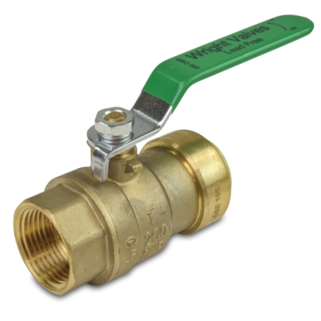 Wright Valves 1" Push To Connect x 1" FPT Brass Ball Valve, Lead-Free