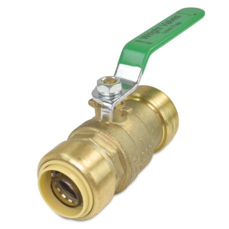 Wright Valves 1" x 1" Push To Connect Ball Valve, Lead-Free