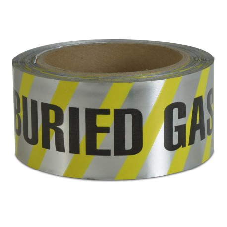 Oil Creek Plastics 2" x 100ft roll of 5.0 mil Mag-Detectable Yellow Safety Tape