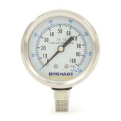 Boshart 0-100 psi, 304 St. Steel Pressure Gauge, 2-1/2" Dial, 1/4" NPT - Image 1