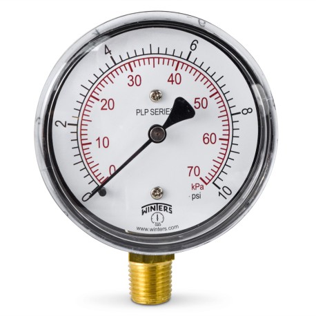 Winters 0-10 psi Pressure Gauge, 2-1/2" Dial, 1/4" NPT