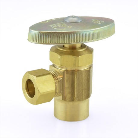 BrassCraft 1/2" Sweat x 3/8" OD Compr. Angle Stop Valve (Multi-Turn), Rough Brass, Lead-Free