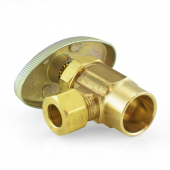 1/2" Sweat x 3/8" OD Compr. Angle Stop Valve (Multi-Turn), Rough Brass, Lead-Free BrassCraft