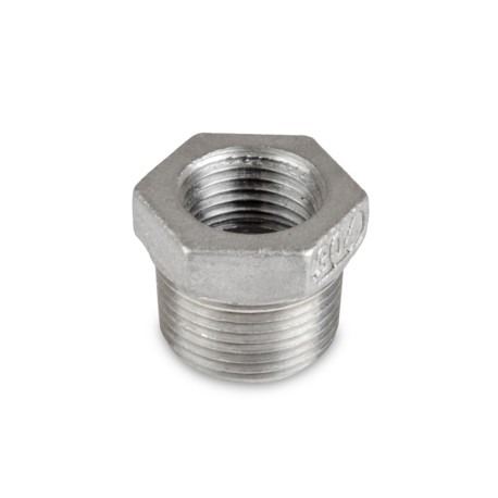 Everhot 3/4" x 1/2" 304 Stainless Steel Hex Bushing, MNPT x FNPT threaded