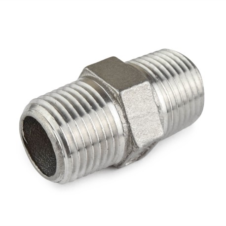 Everhot 1/2" 304 Stainless Steel Hex Pipe Nipple, MNPT threaded