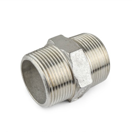 Everhot 1-1/4" 304 Stainless Steel Hex Pipe Nipple, MNPT threaded