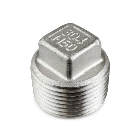 Everhot 1" 304 Stainless Steel Square Head Plug, MNPT threaded