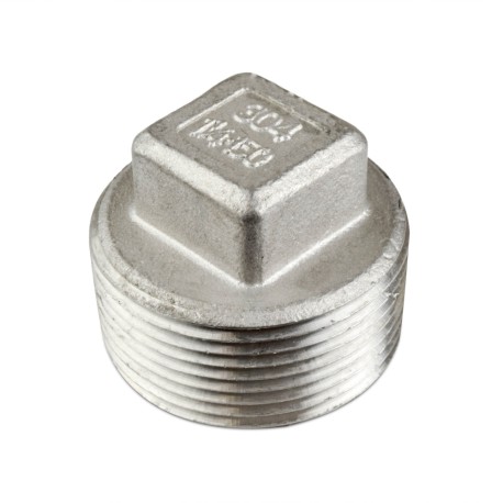 Everhot 1-1/4" 304 Stainless Steel Square Head Plug, MNPT threaded