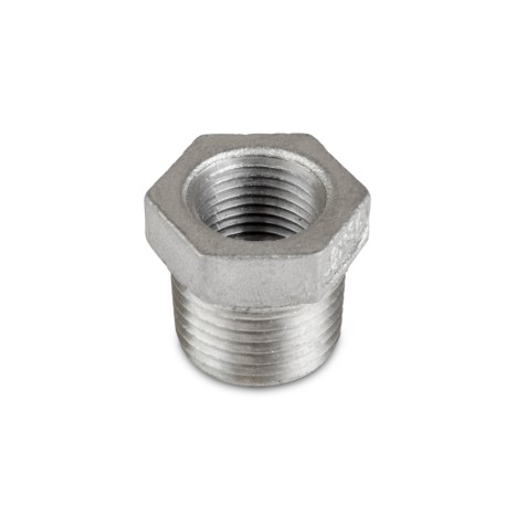 1/2" x 3/8" 304 Stainless Steel Hex Bushing, MNPT x FNPT threaded Everhot