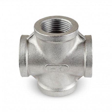 1" 304 Stainless Steel Cross, FNPT threaded Everhot