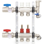 2-branch Stainless Steel Radiant Heat Manifold Set w/ 1/2" PEX adapters