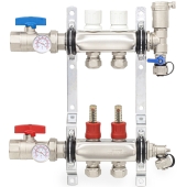 Everhot 2-branch Stainless Steel Radiant Heat Manifold Set w/ 1/2" PEX adapters - Image 1