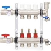 Everhot 3-branch Stainless Steel Radiant Heat Manifold Set w/ 1/2" PEX adapters - Image 1