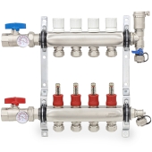 Everhot 4-branch Stainless Steel Radiant Heat Manifold Set w/ 1/2" PEX adapters - Image 1