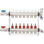 7-branch Stainless Steel Radiant Heat Manifold Set w/ 1/2" PEX adapters