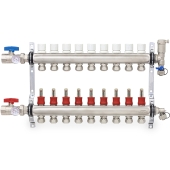 Everhot 9-branch Stainless Steel Radiant Heat Manifold Set w/ 1/2" PEX adapters - Image 1