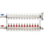 12-branch Stainless Steel Radiant Heat Manifold Set w/ 1/2" PEX adapters