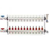 Everhot 12-branch Stainless Steel Radiant Heat Manifold Set w/ 1/2" PEX adapters - Image 1