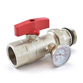 Everhot Manifold Ball Valve w/ Temperature Gauge (red handle) - Image 2
