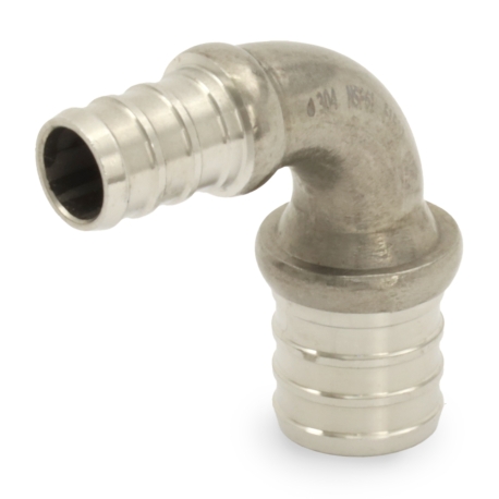 Boshart 3/4" PEX x 1/2" PEX Elbow, 304 St. Steel (Lead-Free)