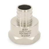 Boshart 3/4" PEX x 3/4" Female Threaded Adapter, 304 St. Steel (Lead-Free) - Image 3