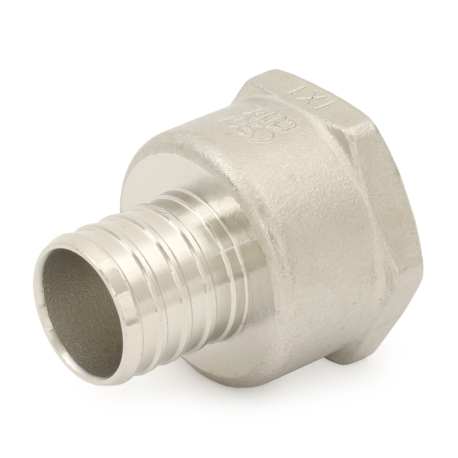 Boshart 1" PEX x 1" Female Threaded Adapter, 304 St. Steel (Lead-Free)