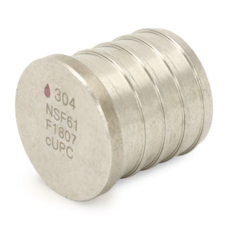 Boshart 1" PEX Plug, 304 St. Steel (Lead-Free)