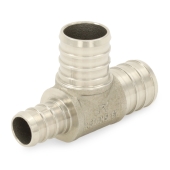 Boshart 3/4" PEX x 1/2" x 3/4" PEX Reducing Tee, 304 St. Steel (Lead-Free) - Image 1