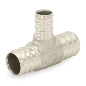 Boshart 3/4" PEX x 3/4" x 1/2" PEX Reducing Tee, 304 St. Steel (Lead-Free) - Image 1