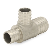 Boshart 1" PEX x 3/4" x 3/4" PEX Reducing Tee, 304 St. Steel (Lead-Free) - Image 1