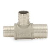 Boshart 1" PEX x 3/4" x 3/4" PEX Reducing Tee, 304 St. Steel (Lead-Free) - Image 2