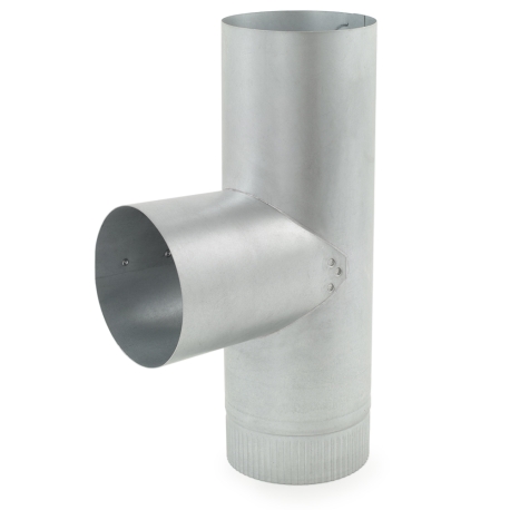 Juniper Industries 4" Galvanized Flue Tee, 12" Length, 26 GA
