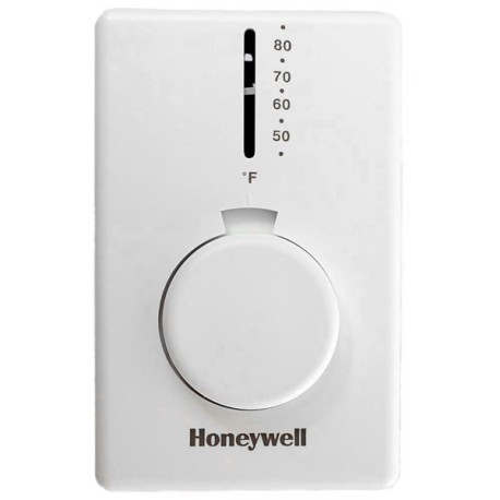 Honeywell T4398A Line Voltage Thermostat w/ Thermometer, SPST, Electric Heat Only, 120/208/240/277V, 5000W