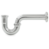 Everhot 1-1/2" Brass Tubular P-Trap (incl. 1-1/4" Reducing Washer), 22GA, Chrome Plated - Image 1
