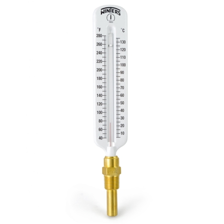 Winters 40-280F, 8" Straight Scale Well Thermometer/Temperature Gauge, 1/2" NPT