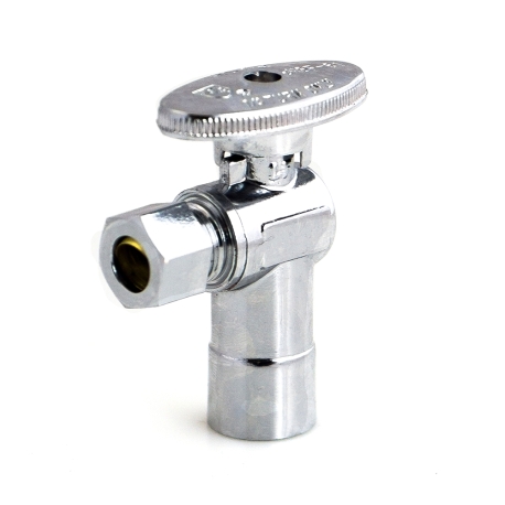 Everhot 1/2" Sweat x 3/8" OD Compr. Angle Stop Valve (1/4-Turn), Lead-Free
