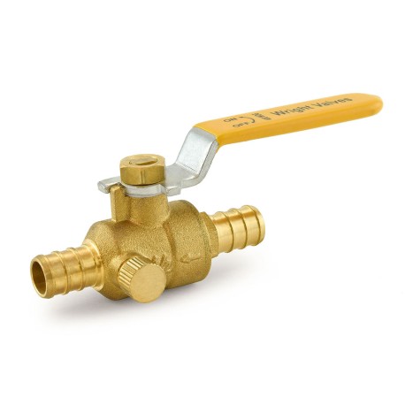 Wright Valves 1/2" PEX Brass Ball Valve w/ Waste Outlet, Full Port