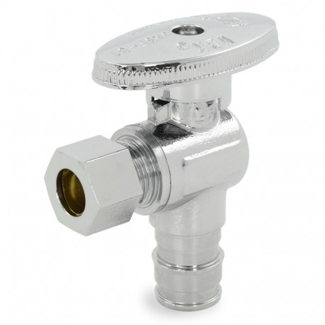 1/2" PEX-A (Expansion) x 3/8" OD Compr. Angle Stop Valve (1/4-Turn), Lead-Free Everhot